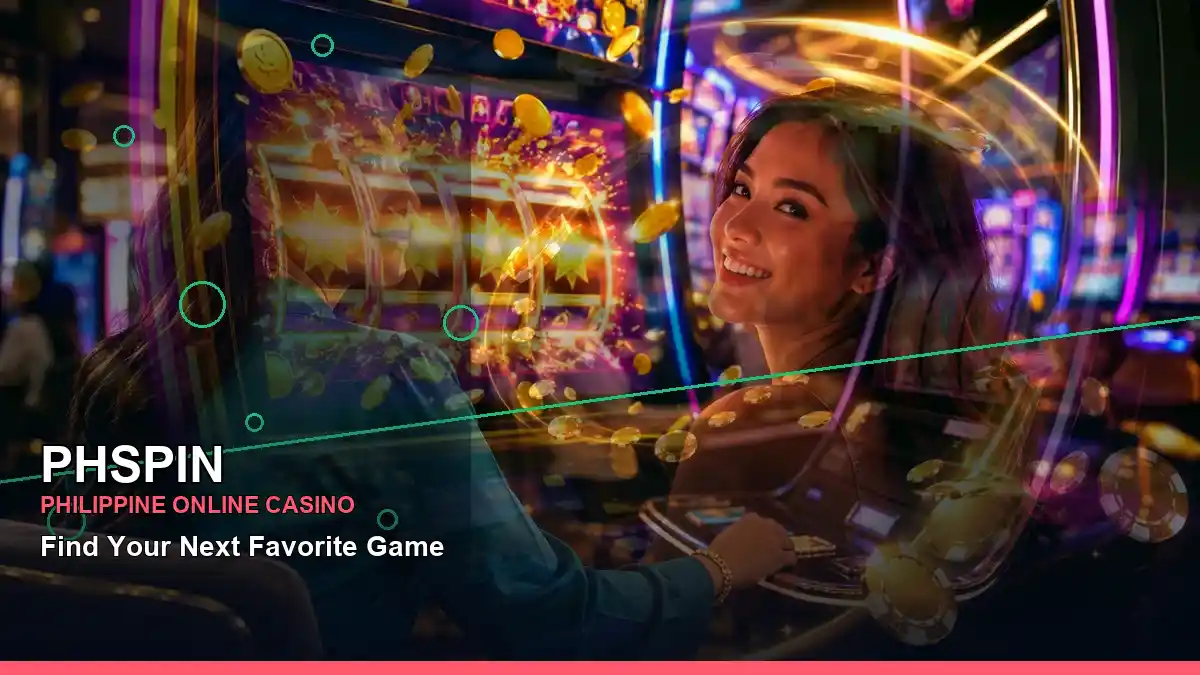 PHSPIN first casino deposit and wallet options featuring an adult Filipina casino host with a left-diagonal composition —