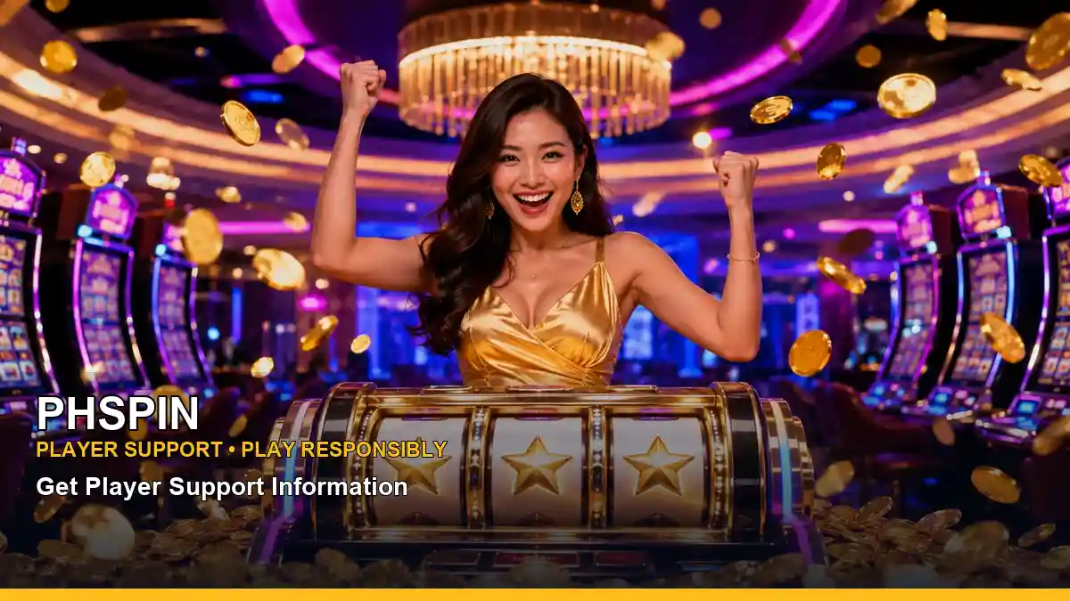 PHSPIN jackpot slot games featuring an adult Filipina casino host with a celebratory composition